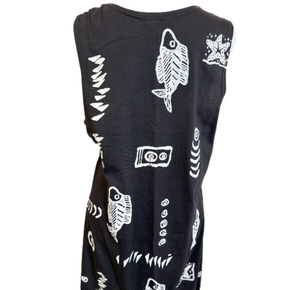 Exist Sports Line, Hawaiian 90s fish coverup, or Summer Dress Blk n White size L - Picture 2 of 4